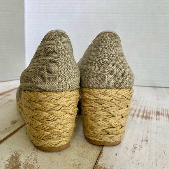 Donald J. Pliner Coraa Linen Espadrille Wedge Sandals sz 6.5 peep toe summer EUC - Picture 5 of 13